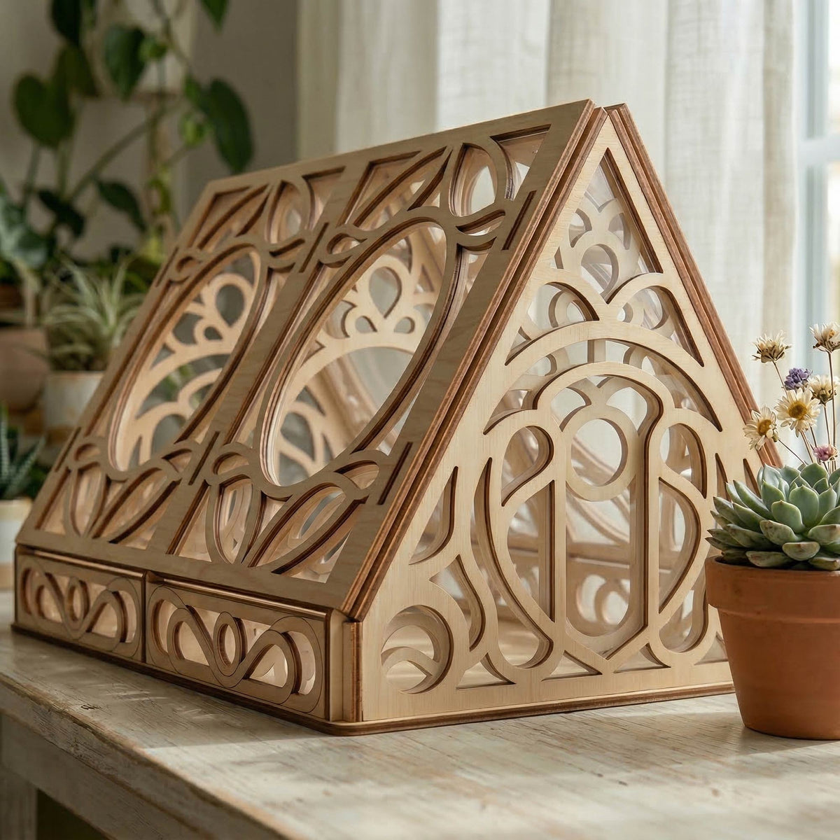 Fairy Greenhouse with Acrylic Parts - Box Storage and Book Holder - Glowforge