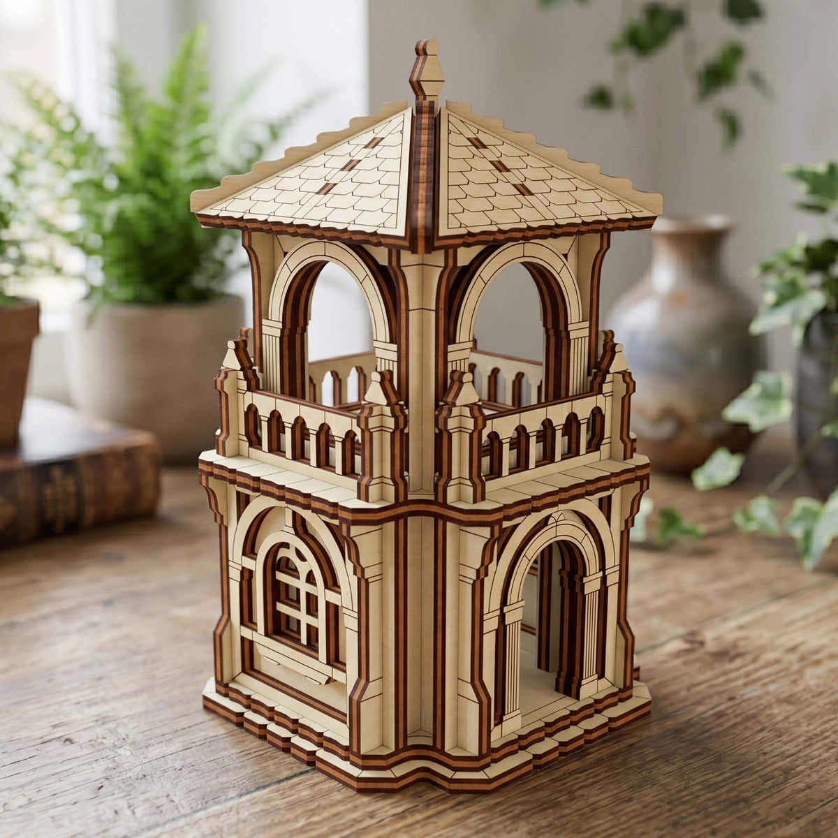 Fairy House Castle Tower - Fantasy Miniature for Shelf & Garden Decor - Glowforge