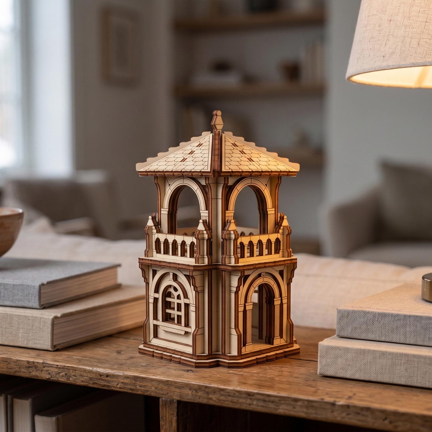 Fairy House Castle Tower - Fantasy Miniature for Shelf & Garden Decor - Glowforge