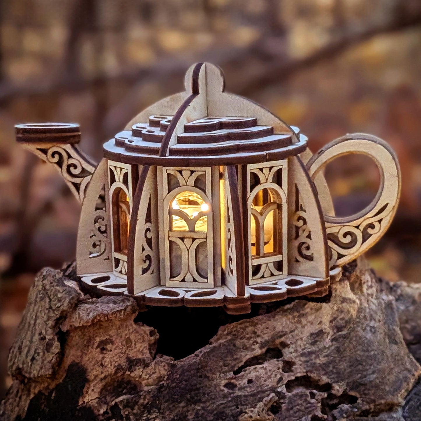 Fairy Kettle House - Miniature Shadow Box with Opening Lid - Glowforge