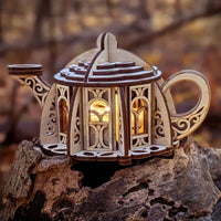 Fairy Kettle House - Miniature Shadow Box with Opening Lid - Glowforge