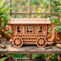 Fairy Nomad Caravan Lantern Box - Miniature Wagon with Opening Roof - Glowforge