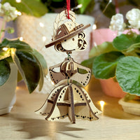 Forest Fairy Ornament - A Lovely Girl Miniature In A Dress And Hat