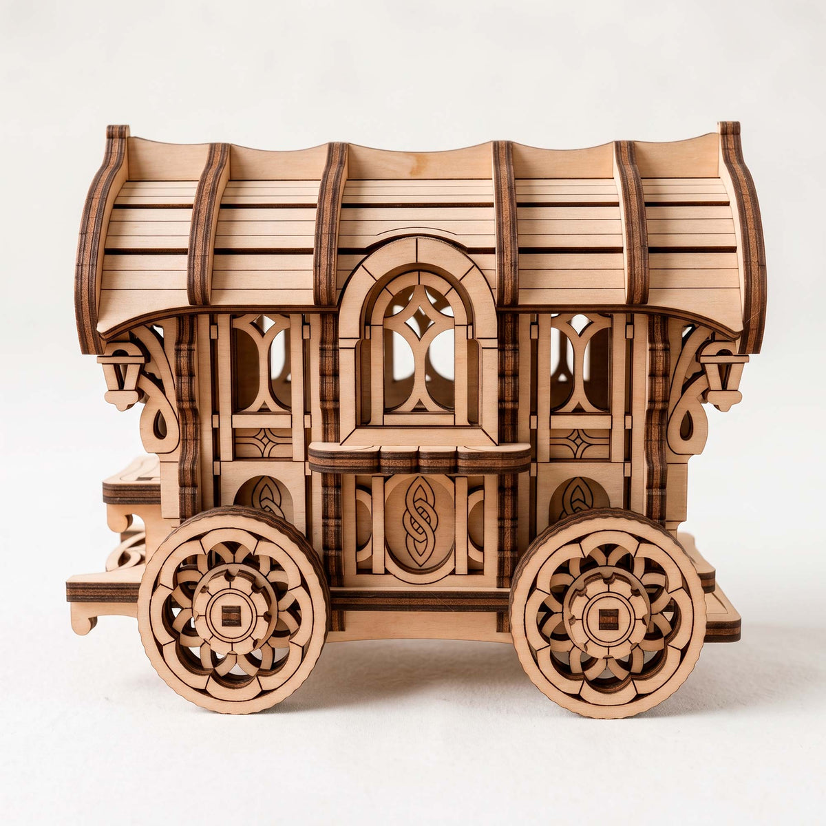 Fairy Wagon Keepsake Box - Ornate Miniature Caravan with Opening Roof - Glowforge