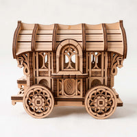 Fairy Wagon Keepsake Box - Ornate Miniature Caravan with Opening Roof - Glowforge