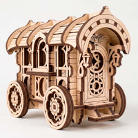 Fairy Wagon Keepsake Box - Ornate Miniature Caravan with Opening Roof - Glowforge