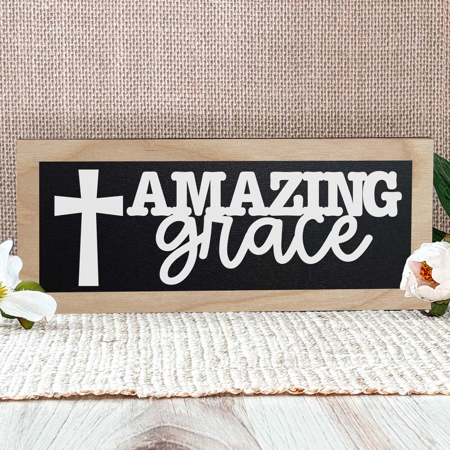 Faith-Inspired Amazing Grace Sign with Cross - Glowforge