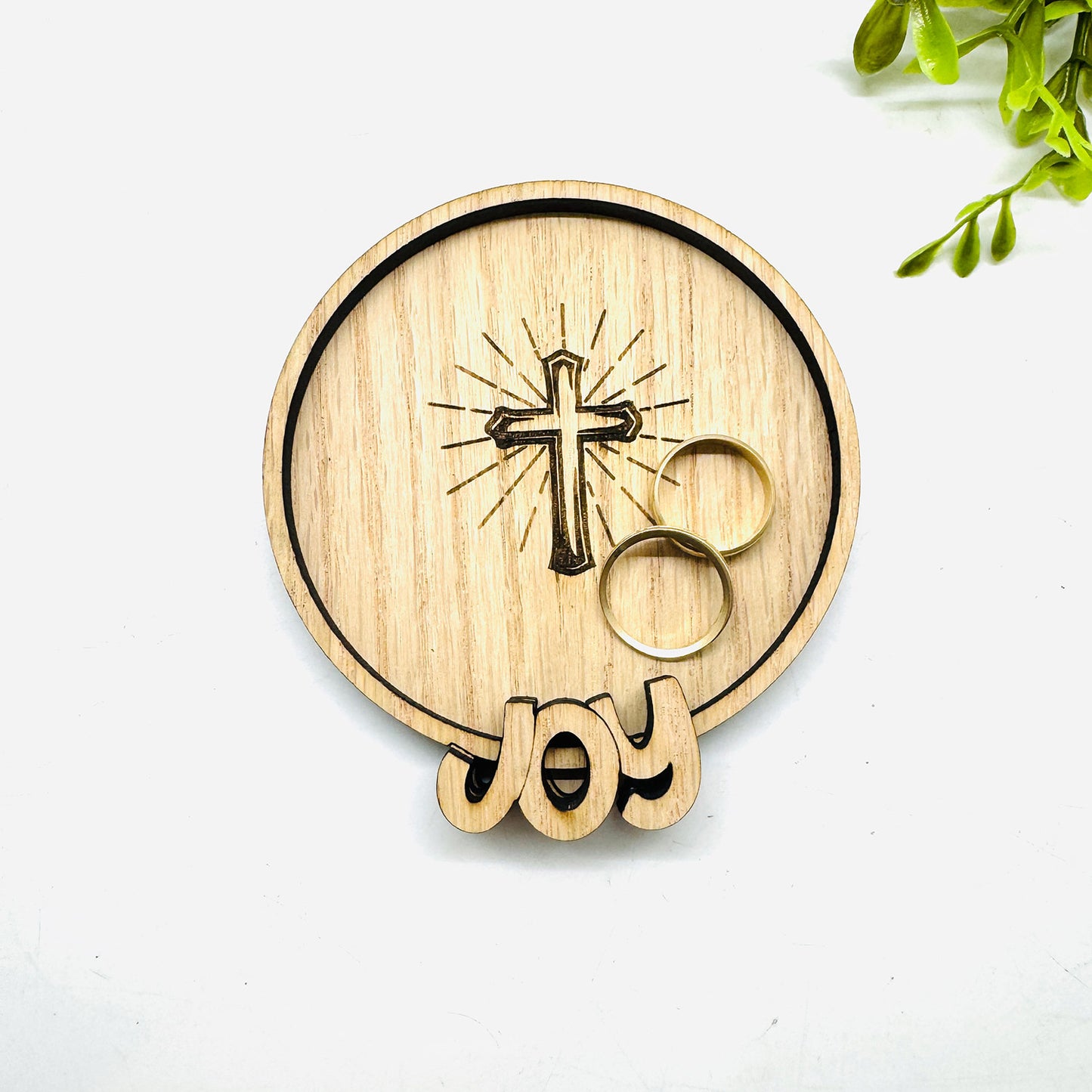 Faith JOY Ring Dish With Cross Christian Jewelry Holder - Glowforge