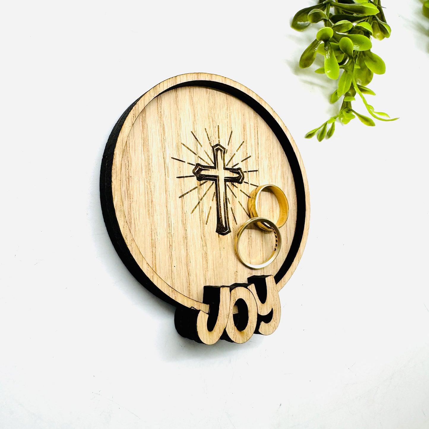 Faith JOY Ring Dish With Cross Christian Jewelry Holder - Glowforge
