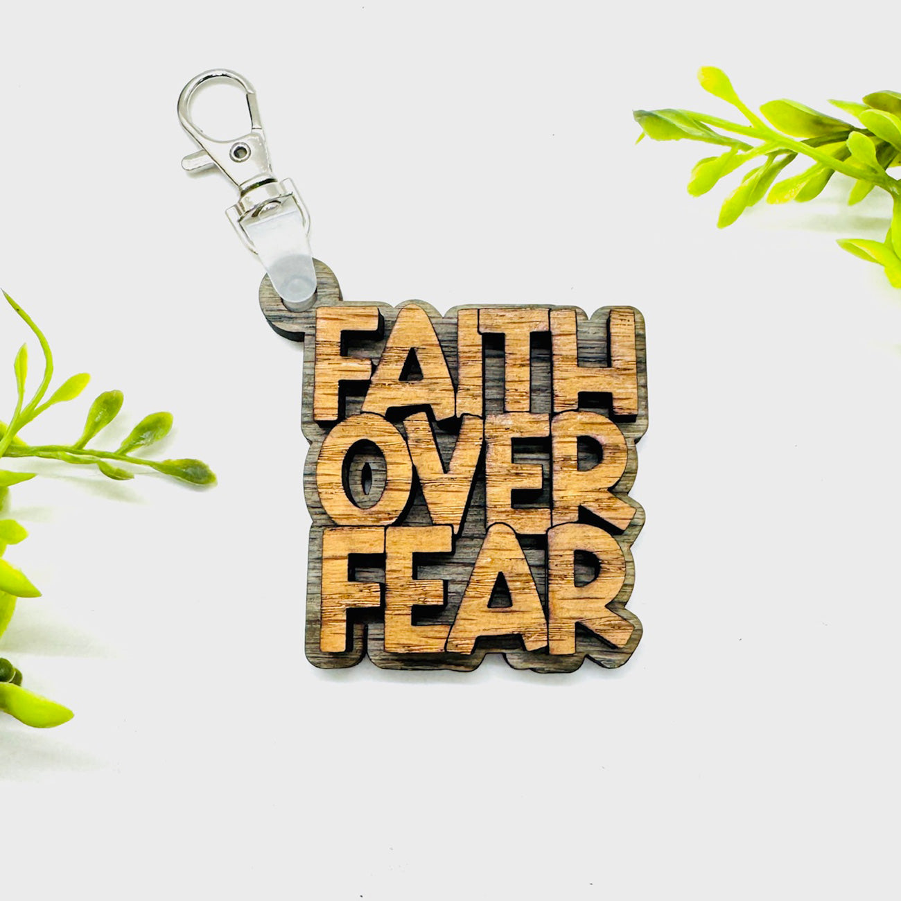 Faith Over Fear 2-Layered Keychain Car Charm Ornament Bag Tag - Glowforge