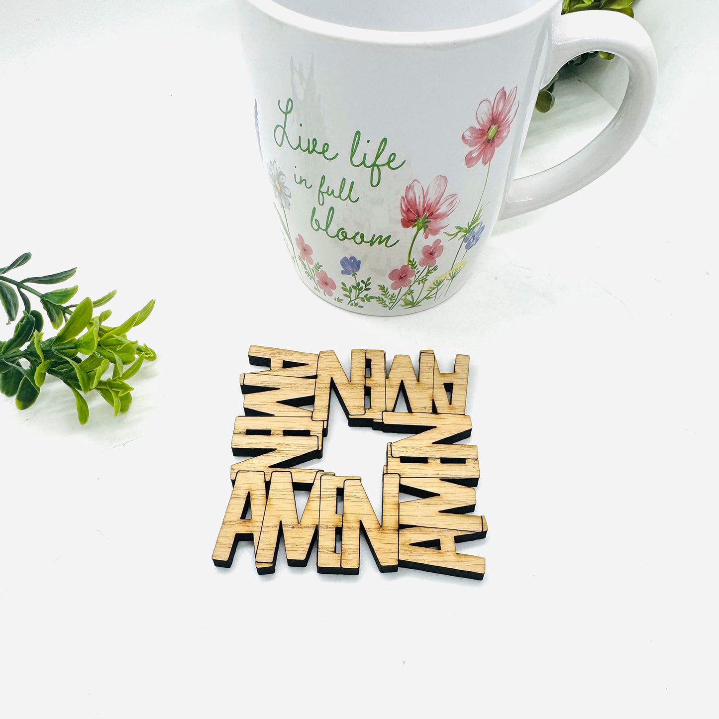 Faith Word Coaster Collection: AMEN (Set of 4) - Glowforge