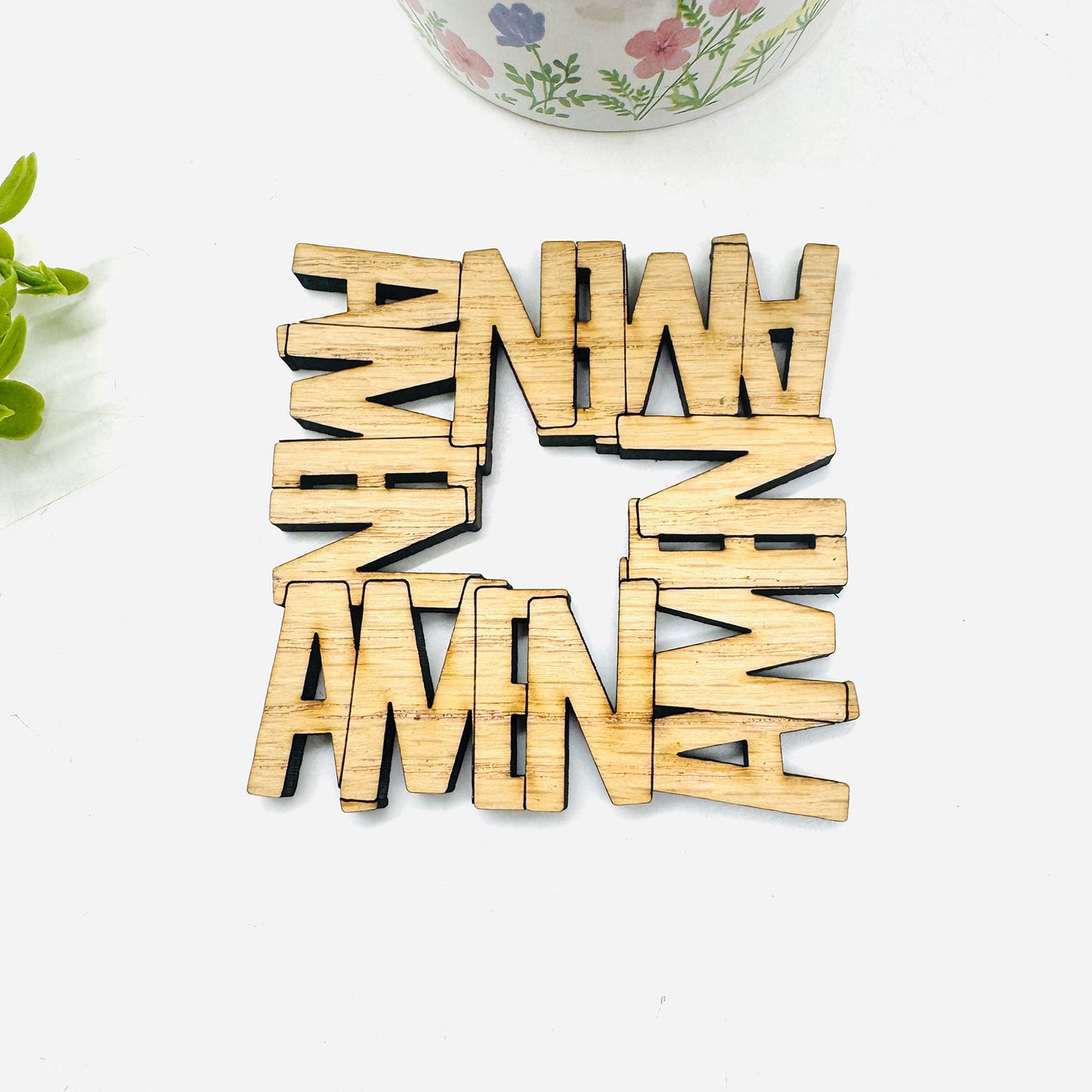 Faith Word Coaster Collection: AMEN (Set of 4) - Glowforge