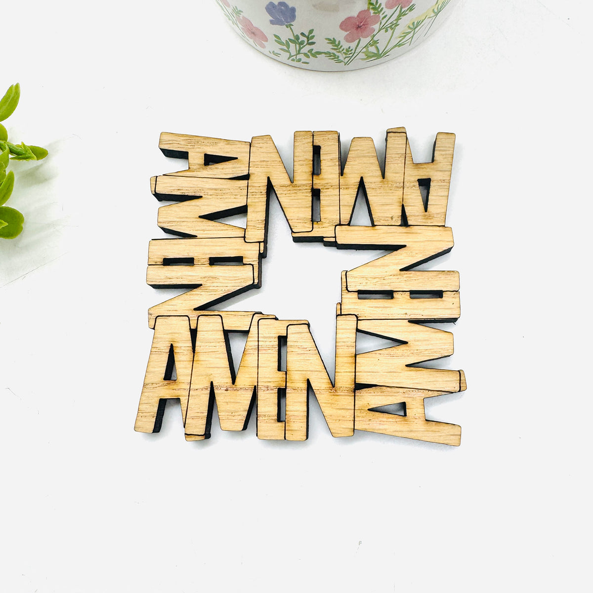 Faith Word Coaster Collection: AMEN (Set of 4) - Glowforge