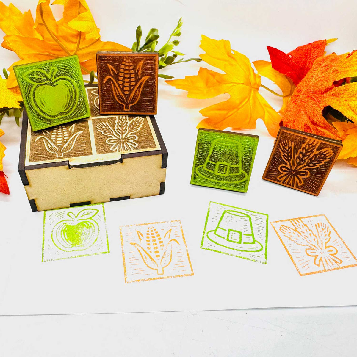 Fall Harvest Wood Block Print Stamp - Collection One (Set of 4) - Glowforge