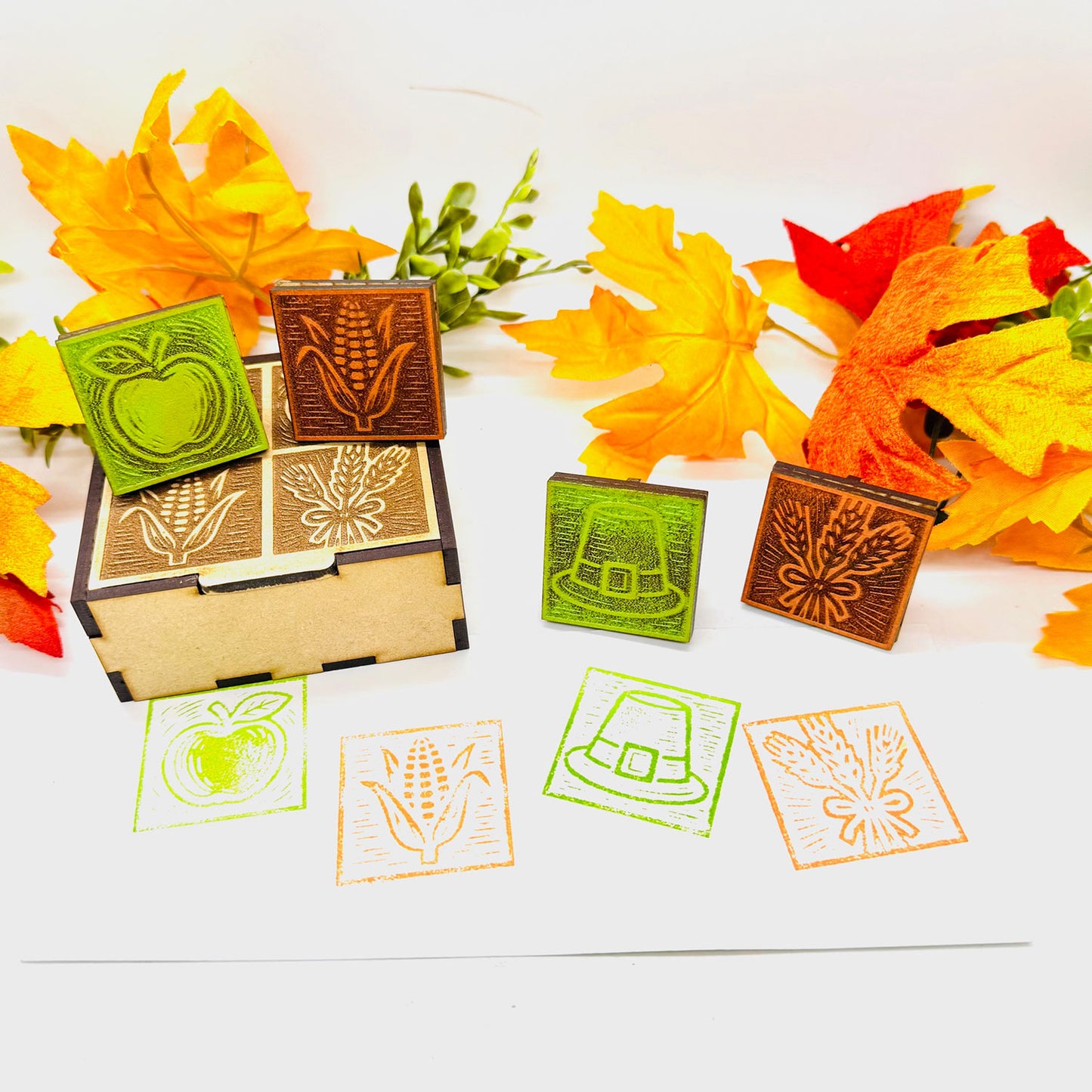 Fall Harvest Wood Block Print Stamp - Collection One (Set of 4) - Glowforge