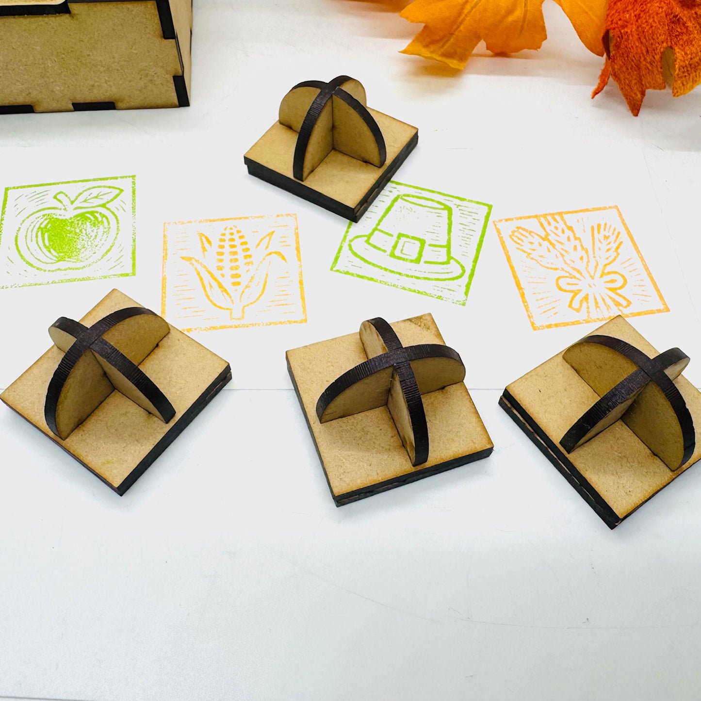 Fall Harvest Wood Block Print Stamp - Collection One (Set of 4) - Glowforge