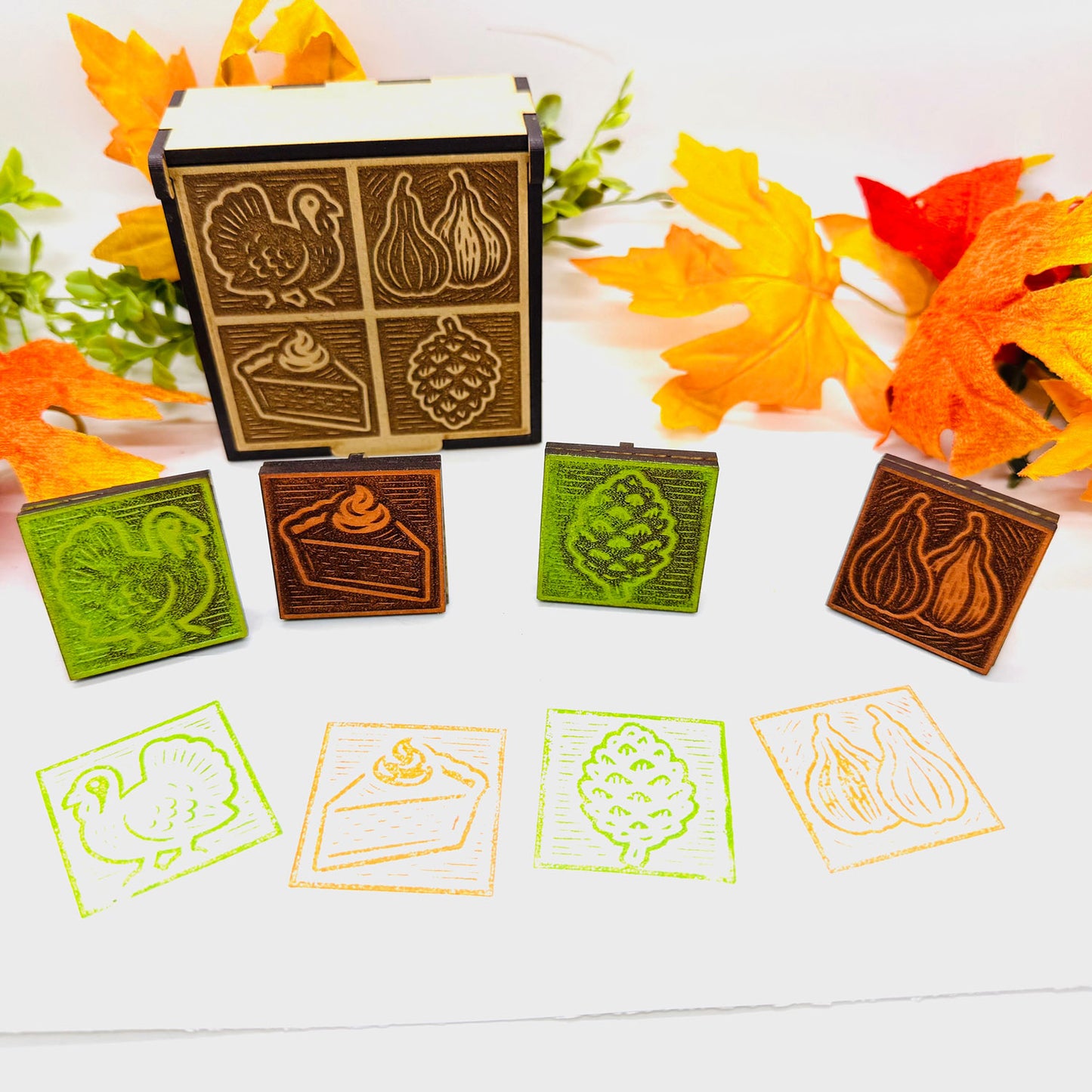 Fall Harvest Wood Block Print Stamp - Collection Two (Set of 4) - Glowforge