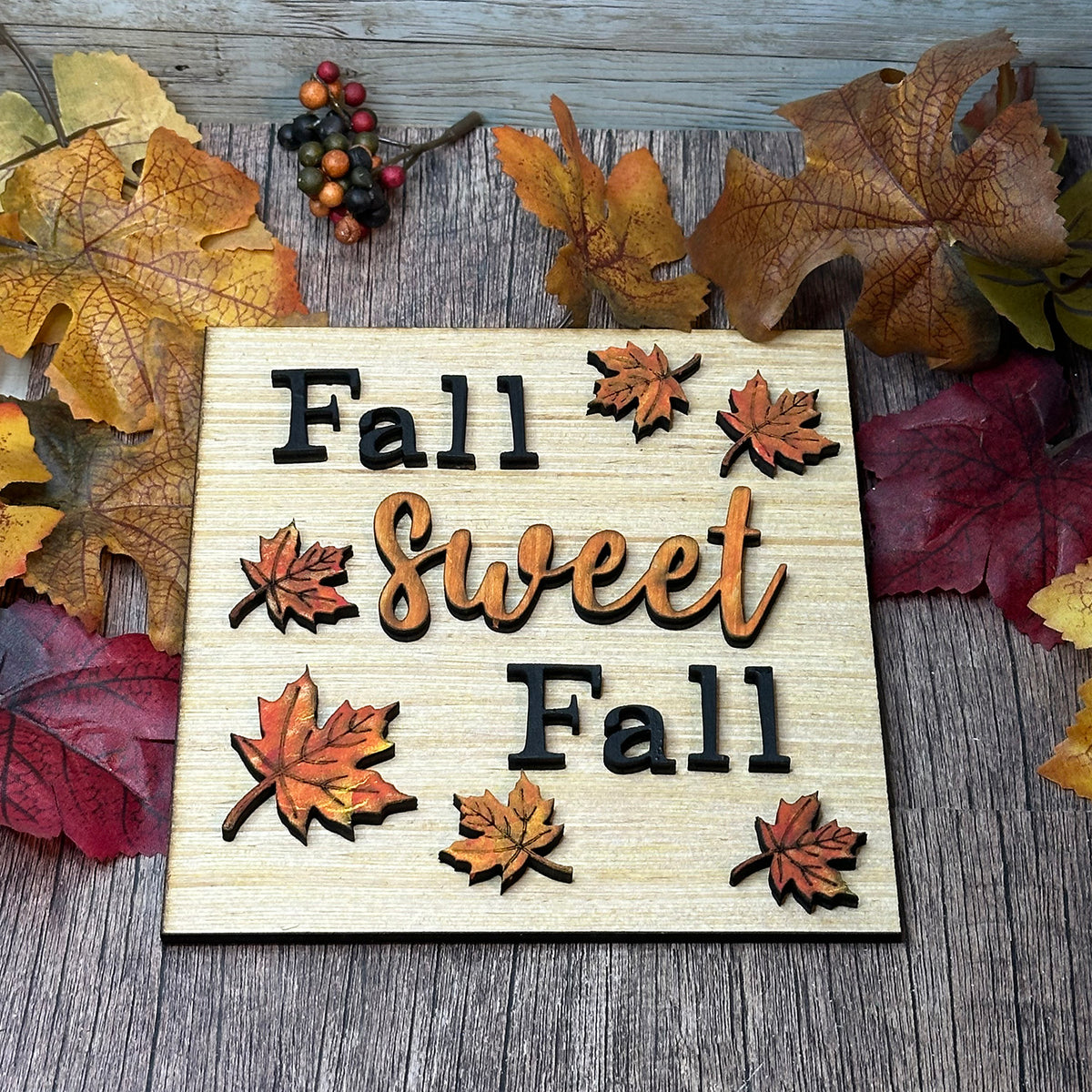 Fall Sweet Fall Autumn Leaf Wall Halloween Sign β Glowforge Shop