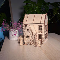 Family Two-Floor House - DIY Miniature with Opening Roof & Character Figures - Glowforge
