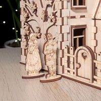 Family Two-Floor House - DIY Miniature with Opening Roof & Character Figures - Glowforge