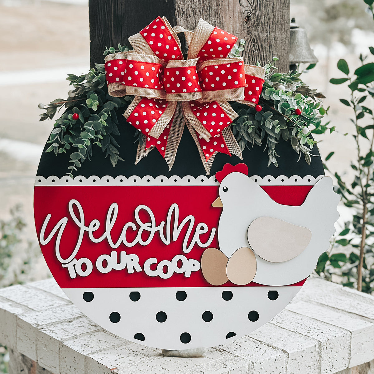 Welcome to Our Coop Sgn, Chcken Farmhouse Décor, Layered Wood Door Welcome to Our Coop Sgn, Chcken Farmhouse Décor, Layered Wood Door
