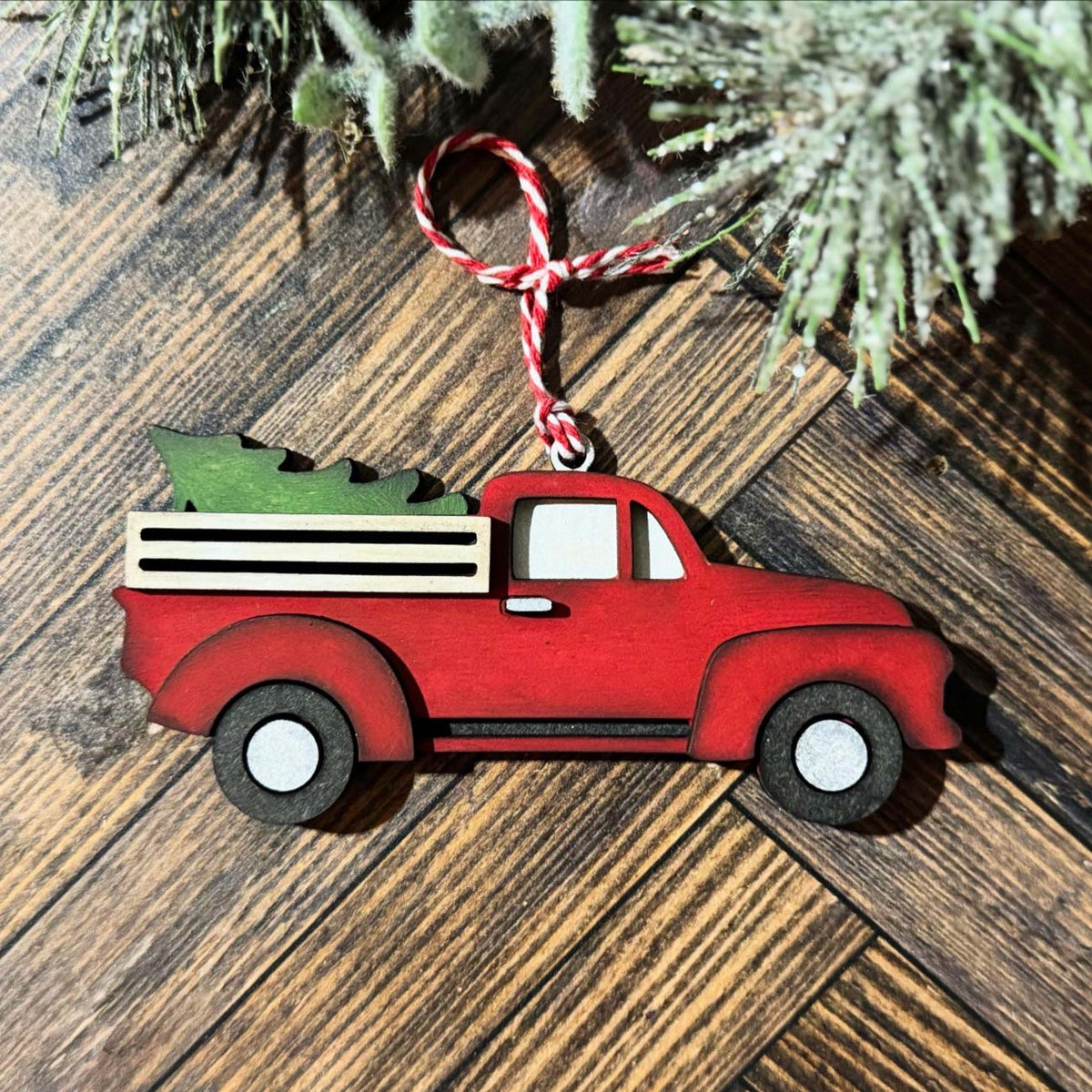 Farmhouse Vintage Style Truck Christmas Ornament - Glowforge