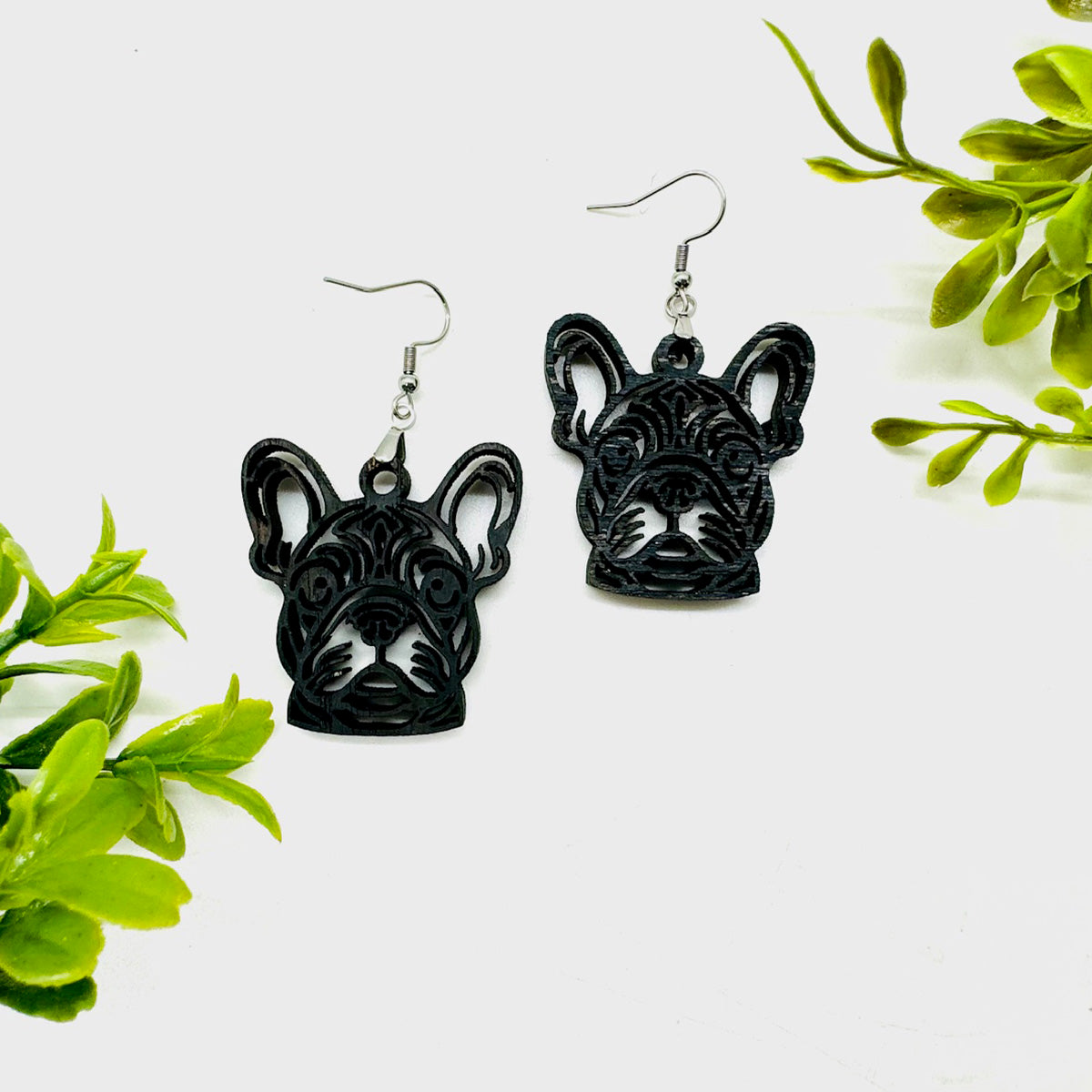 Fashionable Frenchie Earrings Aura and Spark Friendly – Glowforge Shop