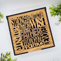 Father Word Collage Keepsake Box - Father’s Day Memory Box Gift for Dad - Glowforge
