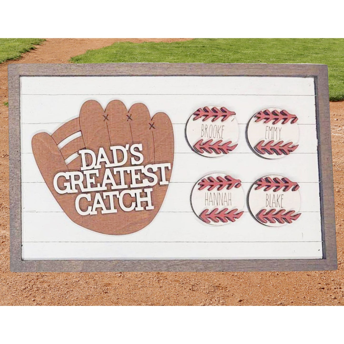 Father's Day Baseball Sign, Softball or Baseball Gift (Horizontal) - Glowforge