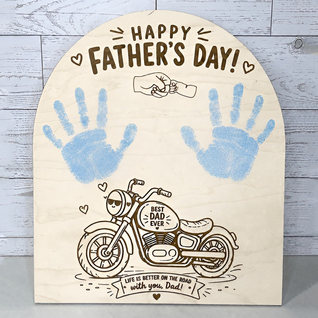 Father's Day Handprint Motorcycle Shelf Sign - Glowforge