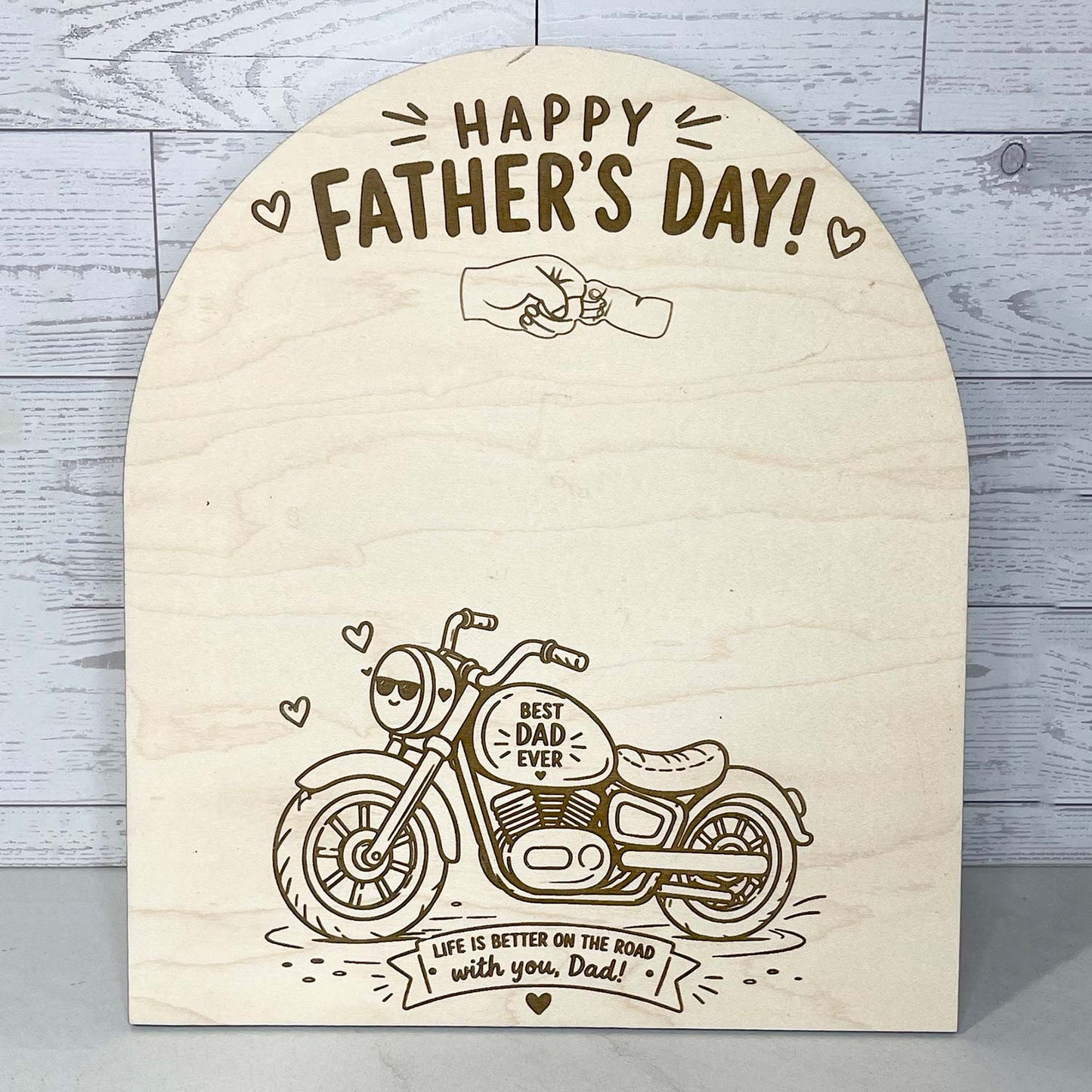Father's Day Handprint Motorcycle Shelf Sign - Glowforge