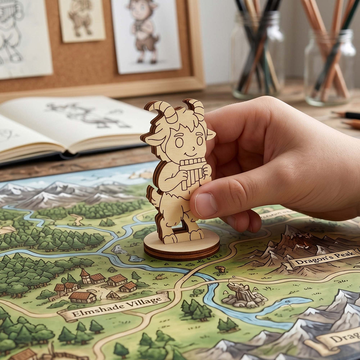 Faun Tabletop Figurine - Mythical Forest Creature, Satyr Fantasy Character - Glowforge