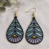 Faux Stained Glass Flower Tear Drop Earrings - Glowforge