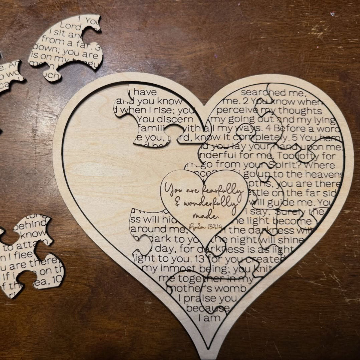 Fearfully & Wonderfully Made Heart Puzzle - Glowforge