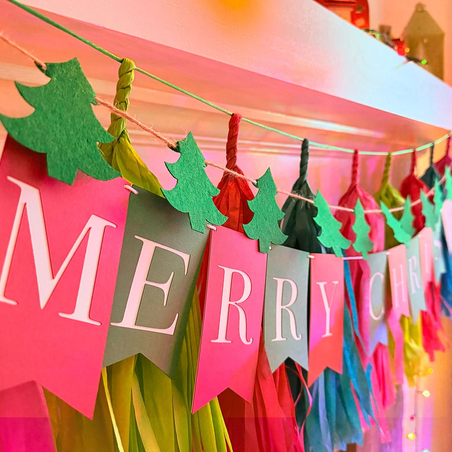 Felt Pine Tree Garland - Solstice Yule Christmas Decor - Glowforge