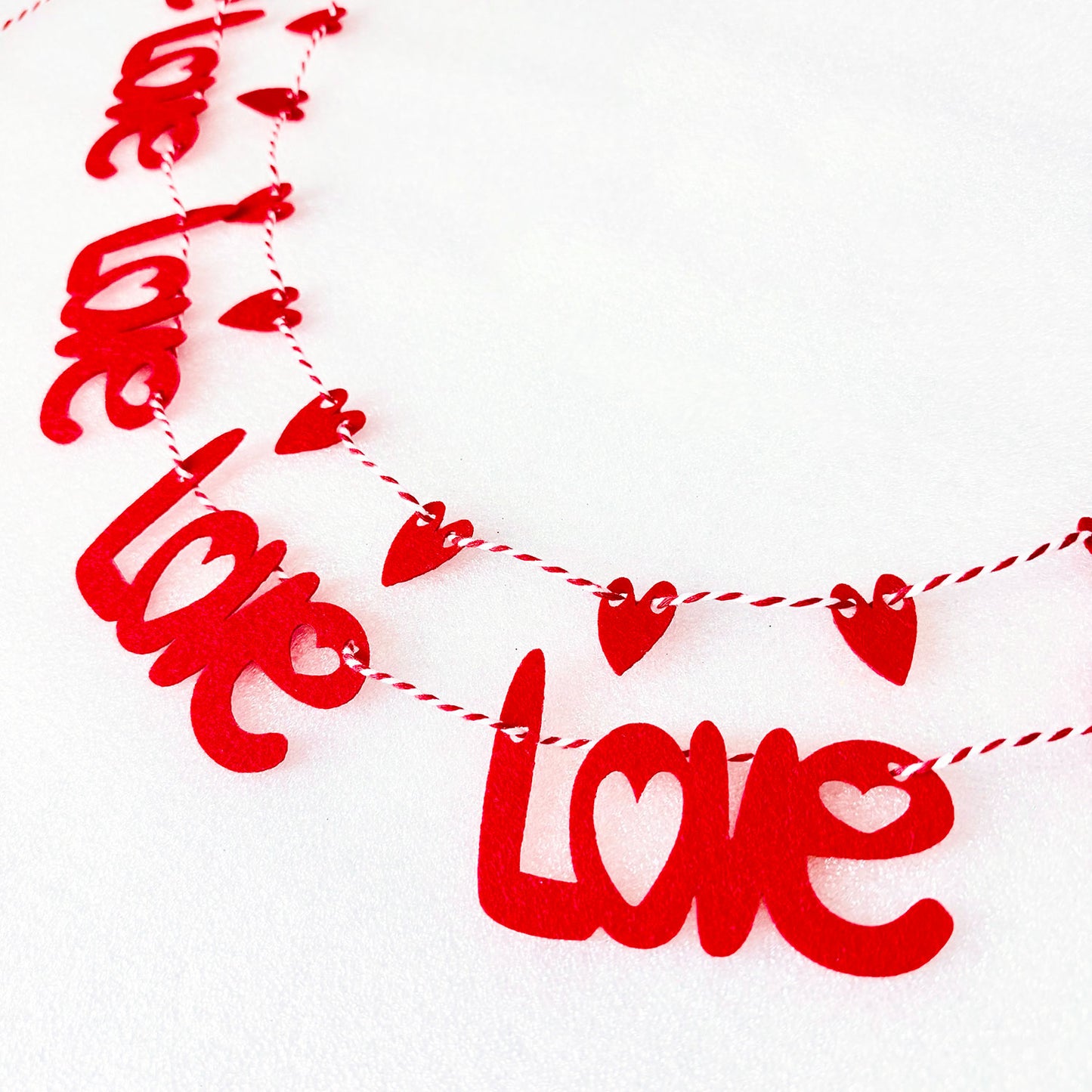 Felt Valentine's Love Garland with Mini Heart Garland and Confetti - Glowforge
