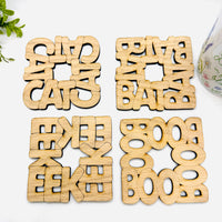 Festive Halloween Word Weave Coasters and Table Protectors (Set of 4) - Glowforge