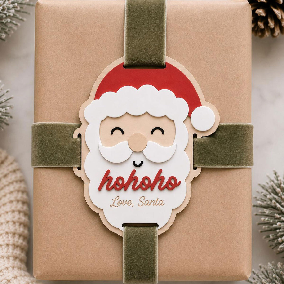 Festive Santa Gift Wrap Topper - Glowforge
