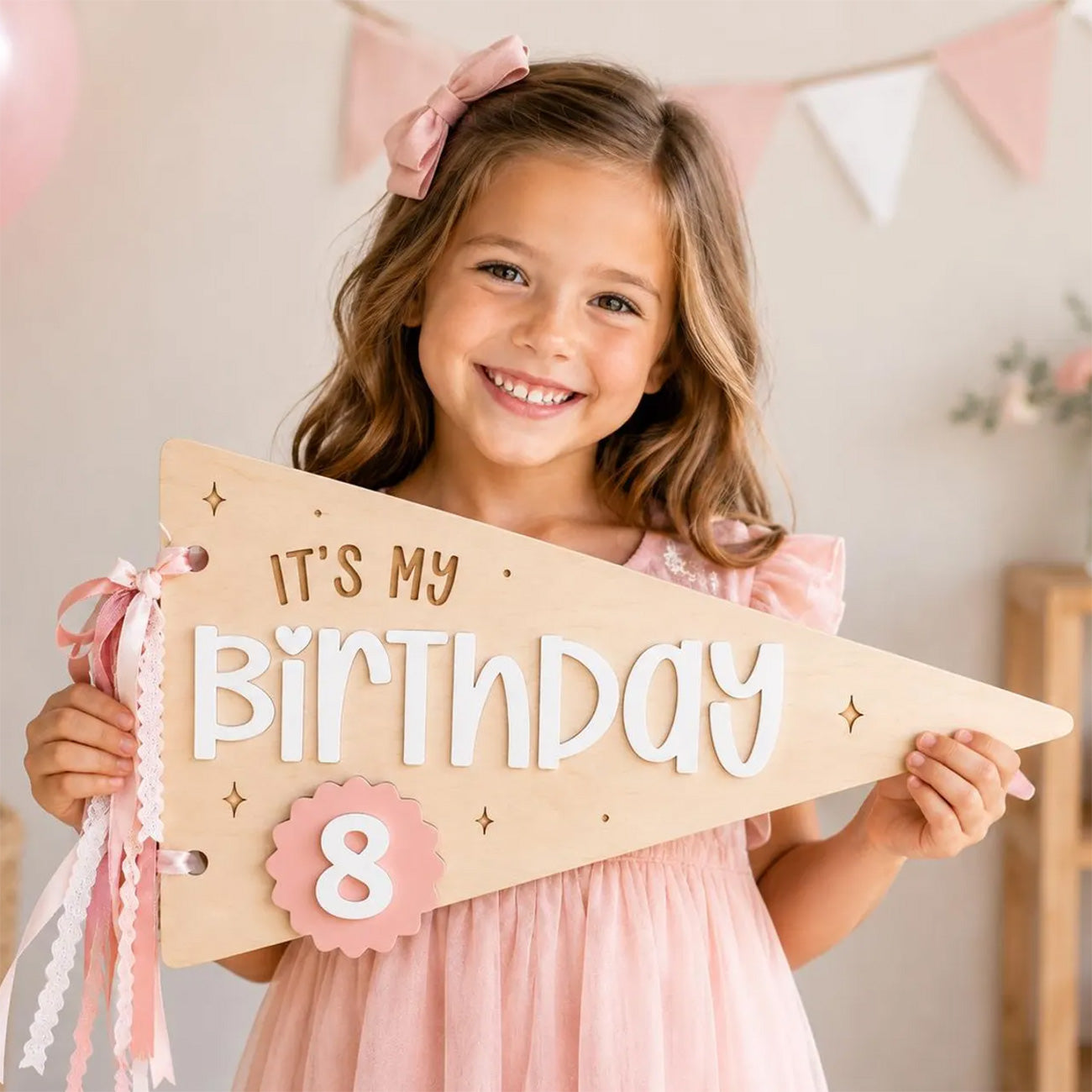 Festive Wood Birthday Pennant Sign - Glowforge