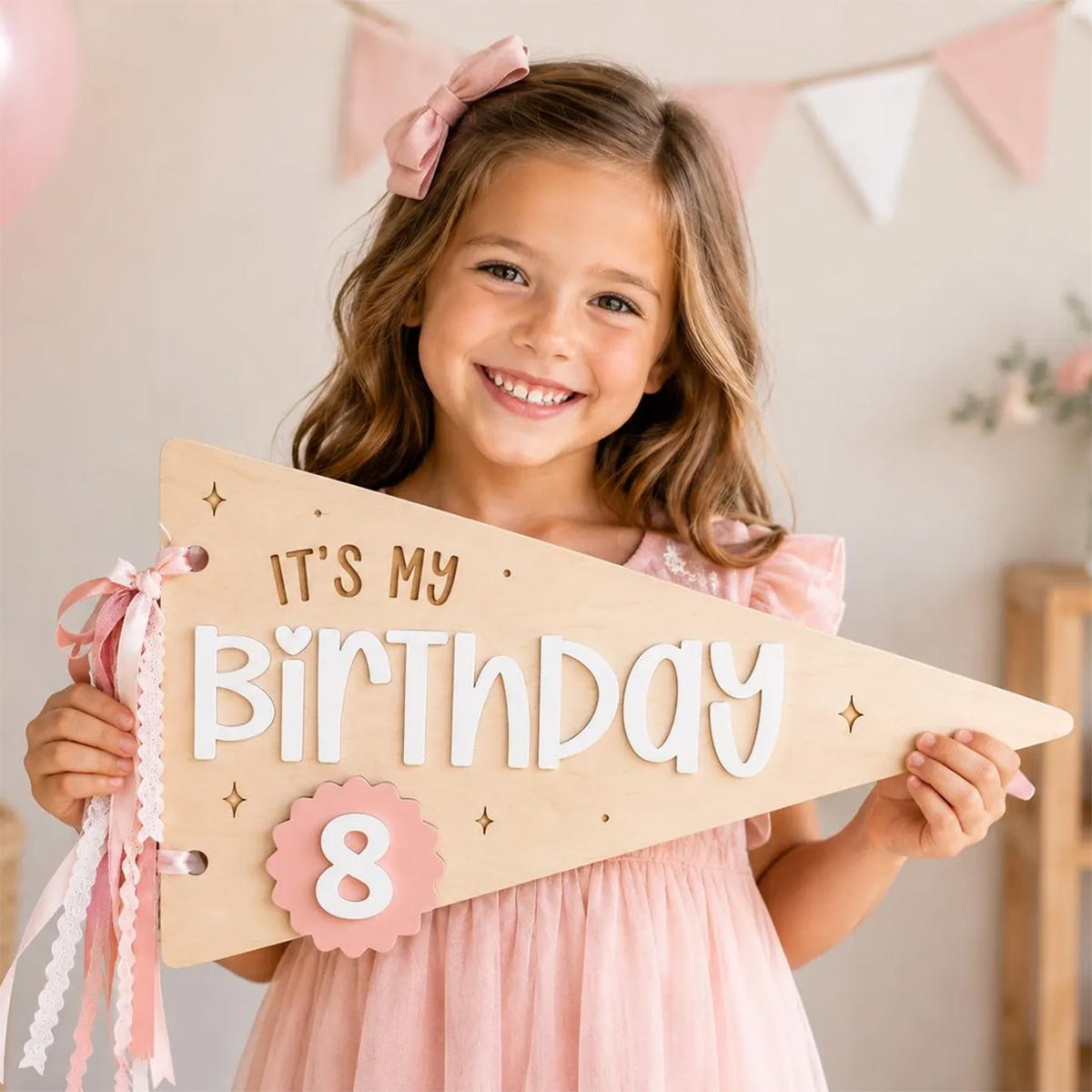 Festive Wood Birthday Pennant Sign - Glowforge