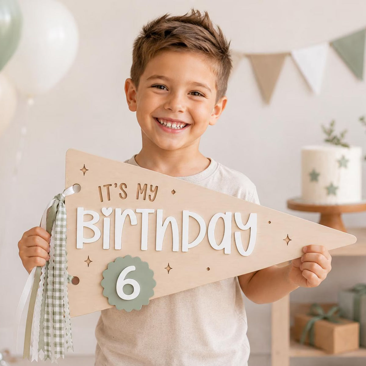 Festive Wood Birthday Pennant Sign - Glowforge