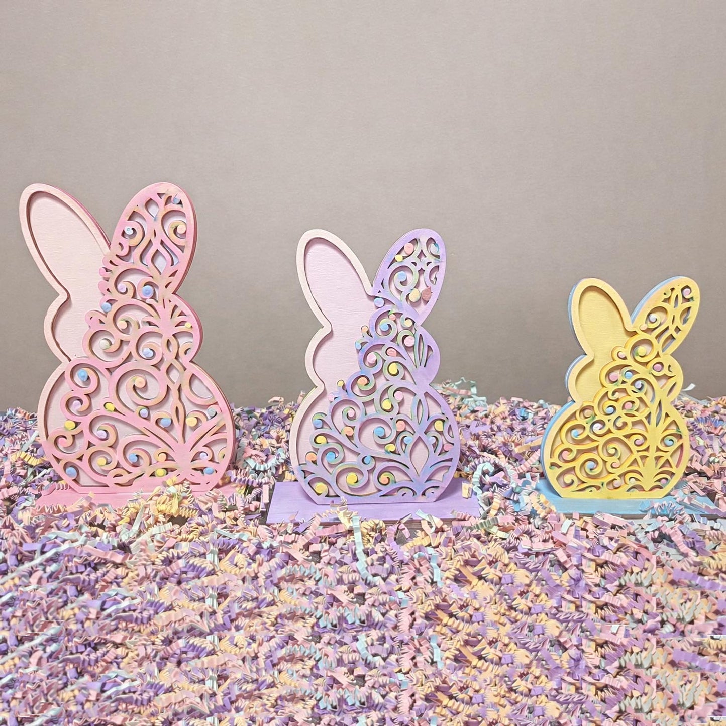 Filigree Easter Bunny Shelf Sitters (Set of 3) - Glowforge