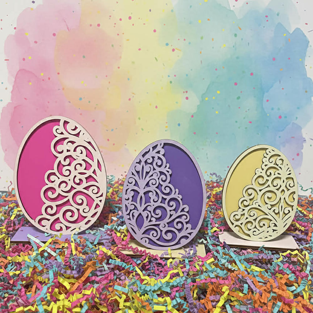Filigree Easter Egg Shelf Sitters (Set of 3) - Glowforge