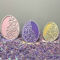 Filigree Easter Egg Shelf Sitters (Set of 3) - Glowforge