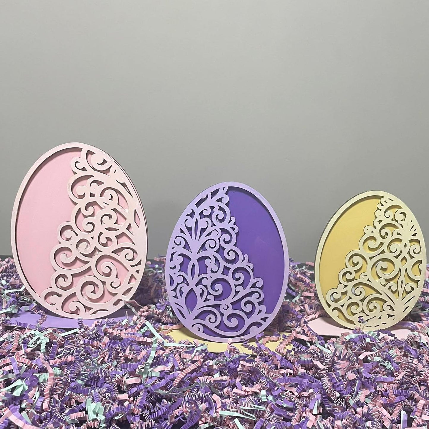 Filigree Easter Egg Shelf Sitters (Set of 3) - Glowforge