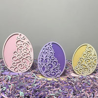 Filigree Easter Egg Shelf Sitters (Set of 3) - Glowforge