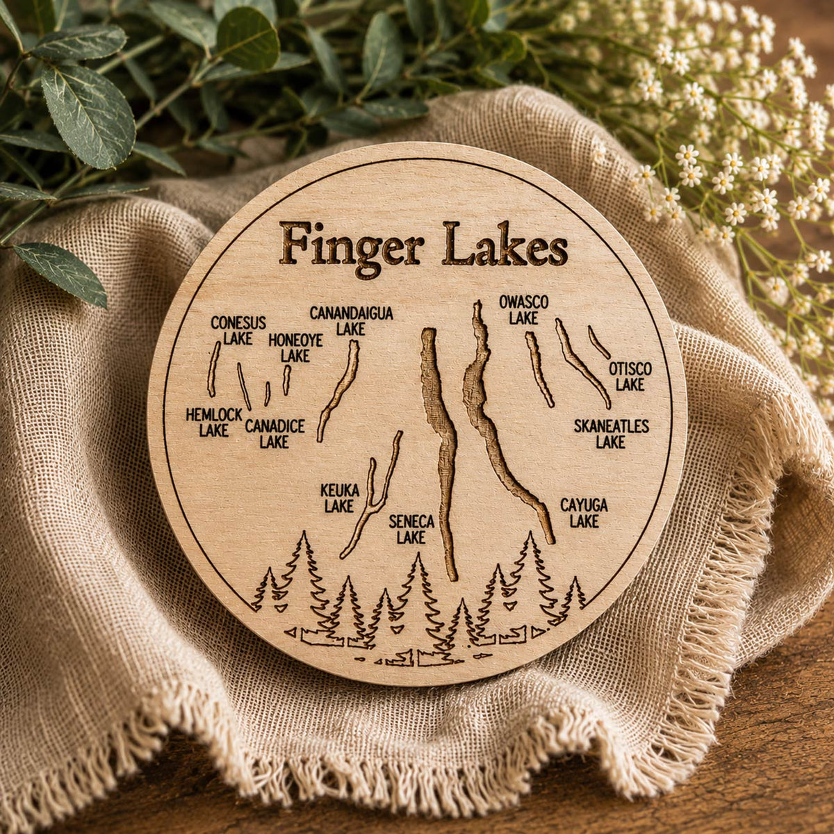 Finger Lakes New York Map Souvenir Magnet - Glowforge