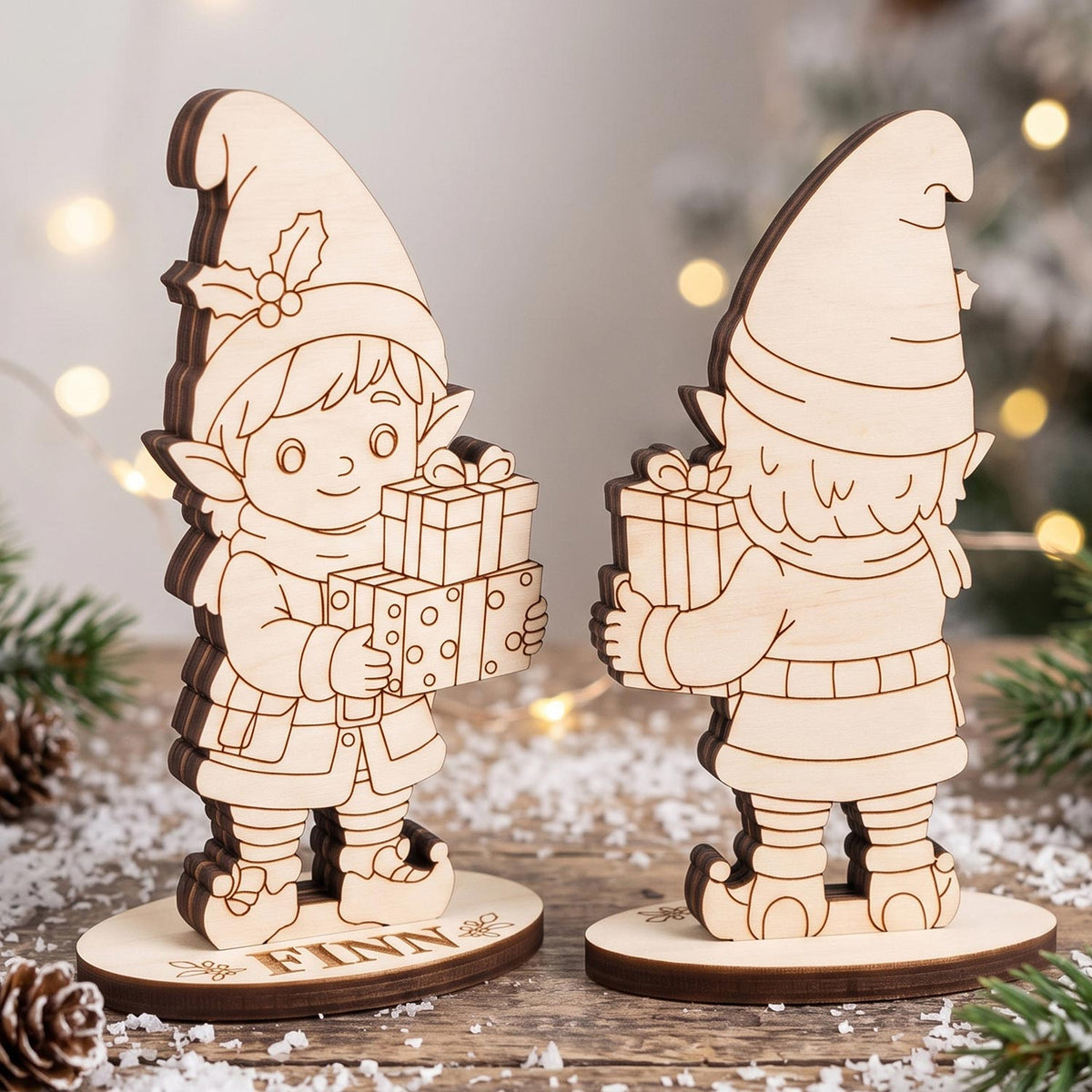 Finn Gift Stockroom Elf - Santa Helper Figure for Play & Painting - Glowforge