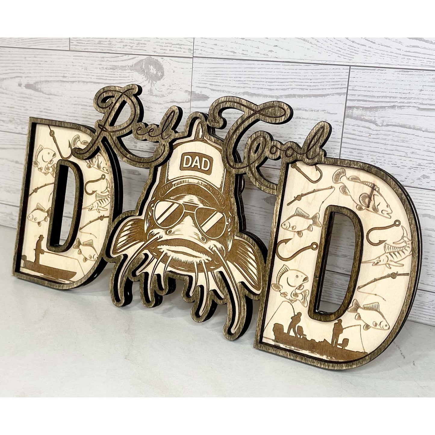 Fish DAD Shelf Sitter - Father's Day Sign - Glowforge