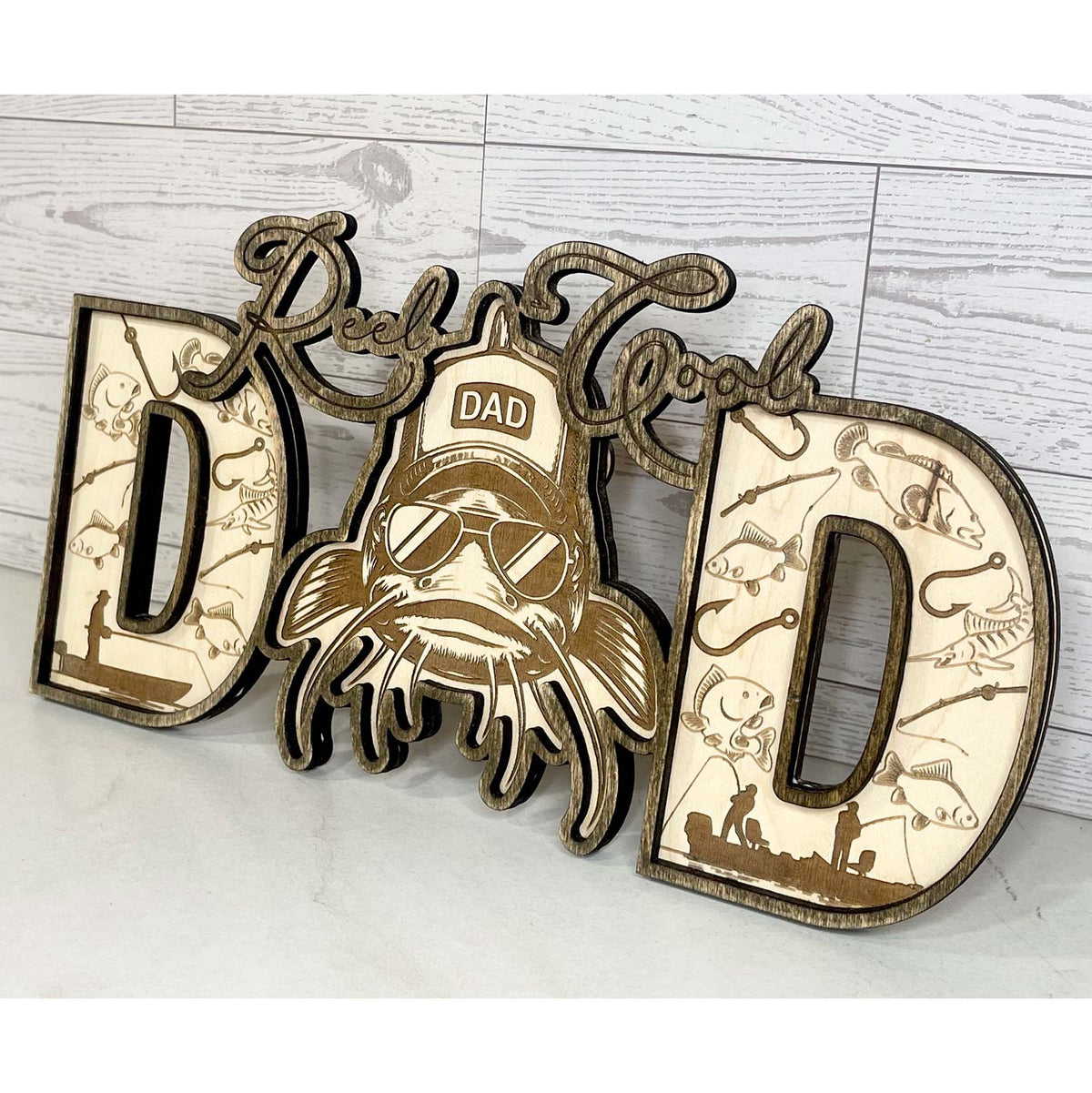 Fish DAD Shelf Sitter - Father's Day Sign - Glowforge